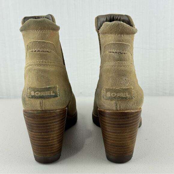Sorel After Hours Chelsea Boot Tan Suede Wedge Ankle Boots Women’s Size 7 EUR 38 - Picture 7 of 13